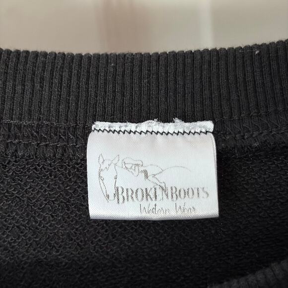 Western Graphic Black Crew Sweatshirt Women's XL Steerhead Feather Design - Picture 4 of 5